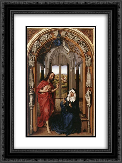 Miraflores Altarpiece: right panel 18x24 Black Ornate Wood Framed Art Print Poster with Double Matting by van der Weyden, Rogier