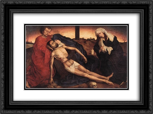 Lamentation 24x18 Black Ornate Wood Framed Art Print Poster with Double Matting by van der Weyden, Rogier