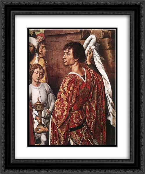 Adoration of the Magi ' detail 20x24 Black Ornate Wood Framed Art Print Poster with Double Matting by van der Weyden, Rogier