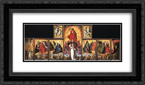 The Last Judgement Polyptych 24x14 Black Ornate Wood Framed Art Print Poster with Double Matting by van der Weyden, Rogier