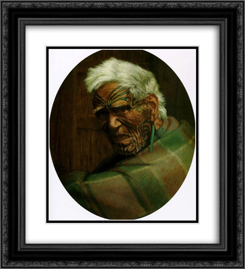 A centenarian, Aperahama, aged 104 20x22 Black Ornate Wood Framed Art Print Poster with Double Matting by Goldie, Charles