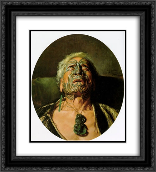 A Study 20x22 Black Ornate Wood Framed Art Print Poster with Double Matting by Goldie, Charles