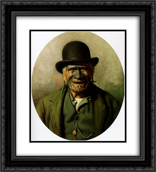 All 'e same t'e Pakeha 20x22 Black Ornate Wood Framed Art Print Poster with Double Matting by Goldie, Charles