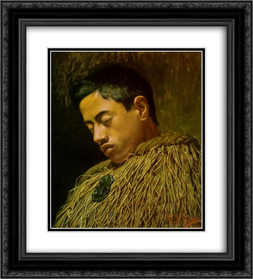 Caught Napping 20x22 Black Ornate Wood Framed Art Print Poster with Double Matting by Goldie, Charles