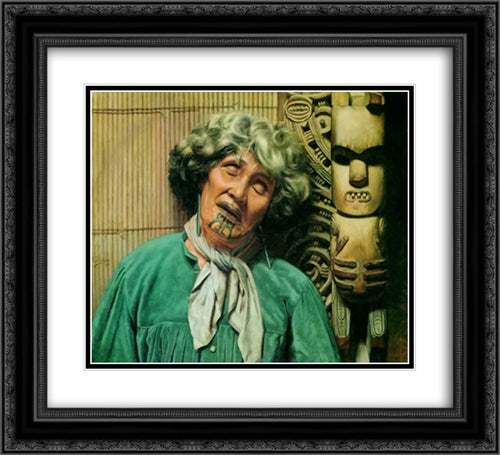 Forty Winks 22x20 Black Ornate Wood Framed Art Print Poster with Double Matting by Goldie, Charles