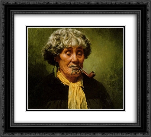 Ina Te Papatahi 22x20 Black Ornate Wood Framed Art Print Poster with Double Matting by Goldie, Charles