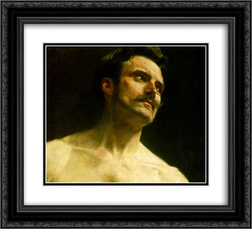 Male Torso: Julian's Academy, Paris 22x20 Black Ornate Wood Framed Art Print Poster with Double Matting by Goldie, Charles