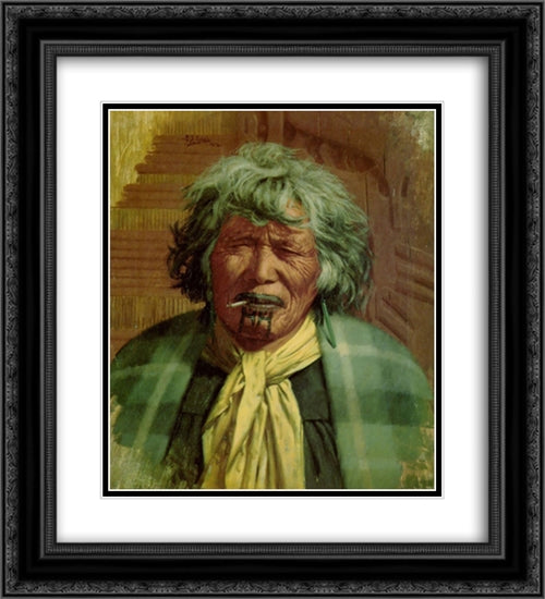 No Koora te Cigaretti 20x22 Black Ornate Wood Framed Art Print Poster with Double Matting by Goldie, Charles