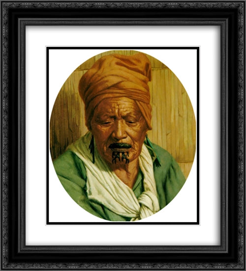 Te Aotiti Tumai 20x22 Black Ornate Wood Framed Art Print Poster with Double Matting by Goldie, Charles