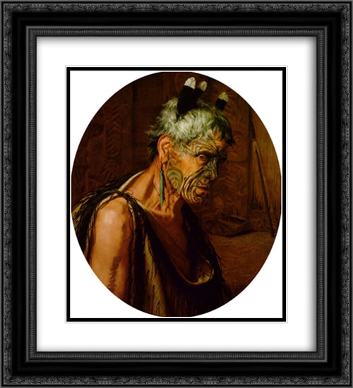 The Old Lion 20x22 Black Ornate Wood Framed Art Print Poster with Double Matting by Goldie, Charles