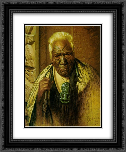 Thoughts of a Tohunga Wharekauri Tahuna 20x24 Black Ornate Wood Framed Art Print Poster with Double Matting by Goldie, Charles