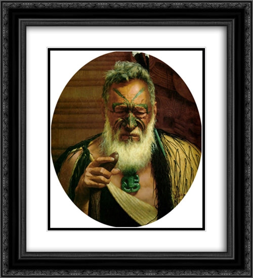 Tikitere Mihi: A chieftain of the Ngatiuenuku 20x22 Black Ornate Wood Framed Art Print Poster with Double Matting by Goldie, Charles