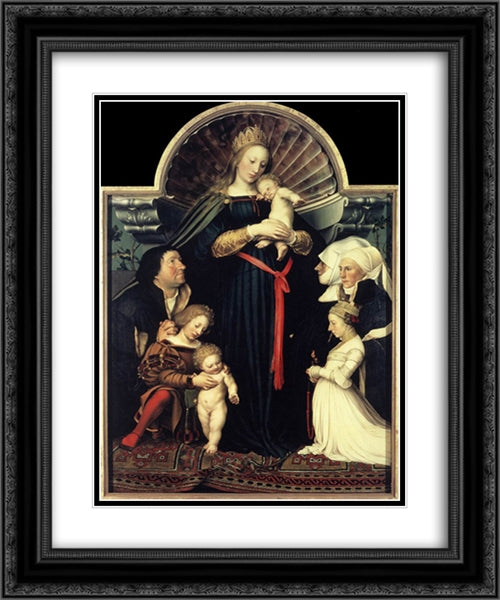 Darmstadt Madonna 20x24 Black Ornate Wood Framed Art Print Poster with Double Matting by Holbein the Younger, Hans