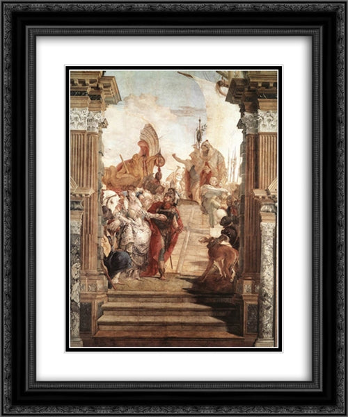 The Meeting of Anthony and Cleopatra 20x24 Black Ornate Wood Framed Art Print Poster with Double Matting by Tiepolo, Giovanni Battista