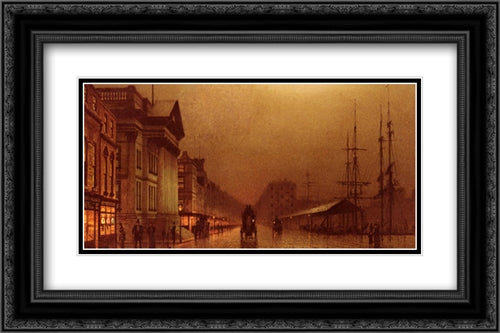 Liverpool Customs House 24x16 Black Ornate Wood Framed Art Print Poster with Double Matting by Grimshaw, John Atkinson