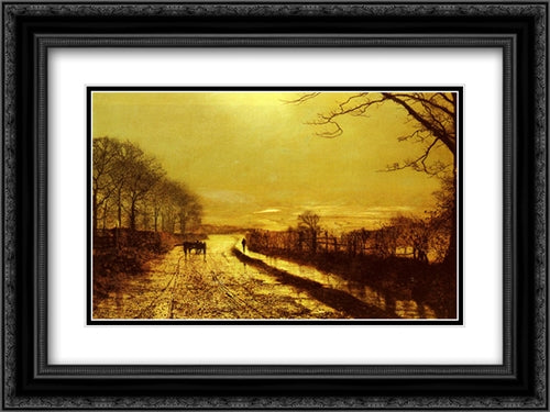 Wharfedale 24x18 Black Ornate Wood Framed Art Print Poster with Double Matting by Grimshaw, John Atkinson