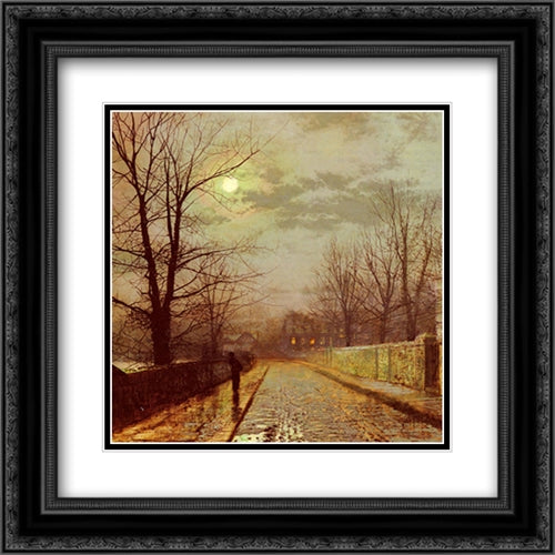 Lane In Cheshire 20x20 Black Ornate Wood Framed Art Print Poster with Double Matting by Grimshaw, John Atkinson