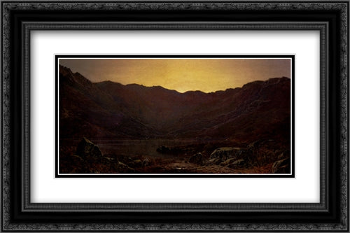 The Heron's Haunt 24x16 Black Ornate Wood Framed Art Print Poster with Double Matting by Grimshaw, John Atkinson
