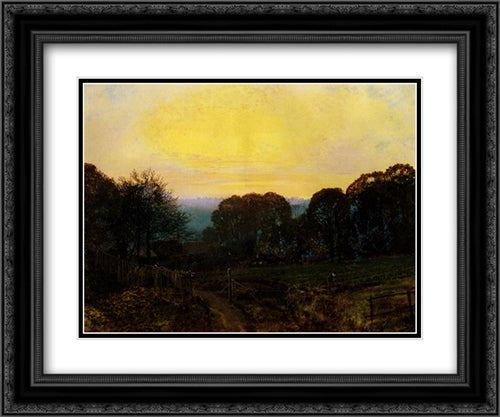 Twilight, The Vegetable Garden 24x20 Black Ornate Wood Framed Art Print Poster with Double Matting by Grimshaw, John Atkinson