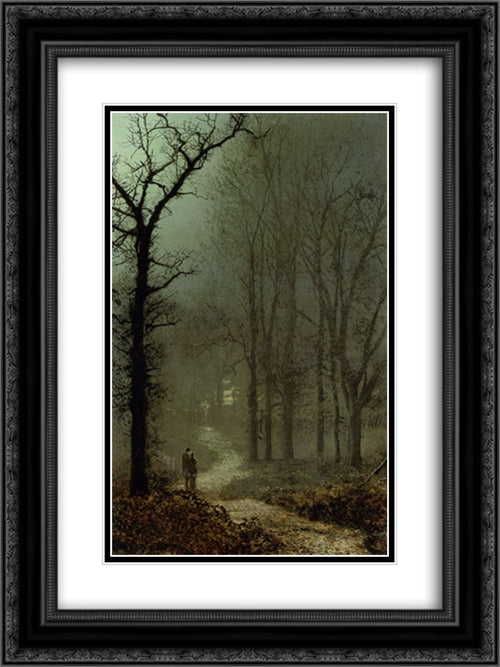 Lovers in a wood 18x24 Black Ornate Wood Framed Art Print Poster with Double Matting by Grimshaw, John Atkinson