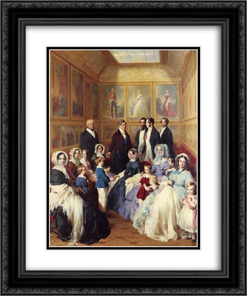 Queen Victoria and Prince Albert with the Family of King Louis Philippe at the Chateau D'Eu 20x24 Black Ornate Wood Framed Art Print Poster with Double Matting by Winterhalter, Franz Xaver