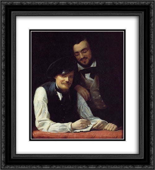 Self Portrait of the Artist with his Brother, Hermann 20x22 Black Ornate Wood Framed Art Print Poster with Double Matting by Winterhalter, Franz Xaver