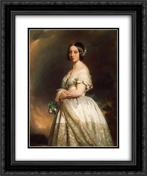 Queen Victoria 20x24 Black Ornate Wood Framed Art Print Poster with Double Matting by Winterhalter, Franz Xaver