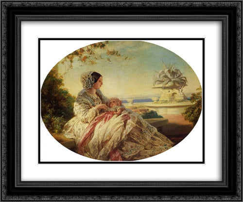 Queen Victoria with Prince Arthur 24x20 Black Ornate Wood Framed Art Print Poster with Double Matting by Winterhalter, Franz Xaver