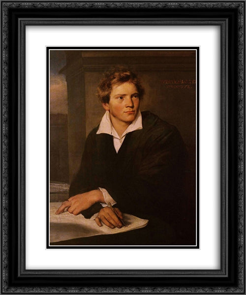 Portrait of a Young Architect 20x24 Black Ornate Wood Framed Art Print Poster with Double Matting by Winterhalter, Franz Xaver