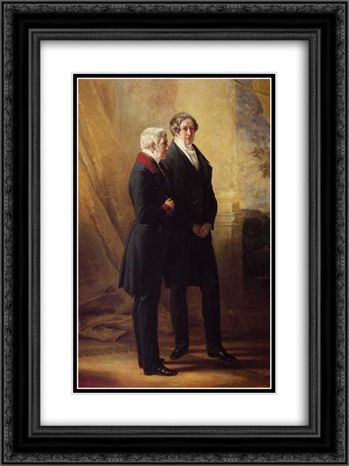 Arthur Wellesley, 1st Duke of Wellington with Sir Robert Peel 18x24 Black Ornate Wood Framed Art Print Poster with Double Matting by Winterhalter, Franz Xaver