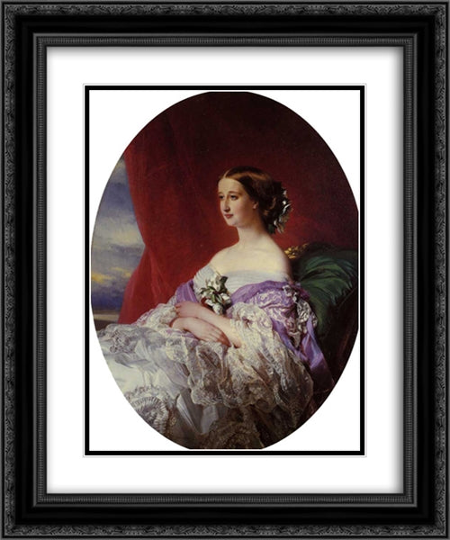 The Empress Eugenie 20x24 Black Ornate Wood Framed Art Print Poster with Double Matting by Winterhalter, Franz Xaver