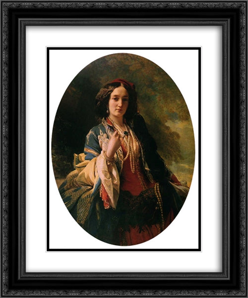 Katarzyna Branicka, Countess Potocka 20x24 Black Ornate Wood Framed Art Print Poster with Double Matting by Winterhalter, Franz Xaver