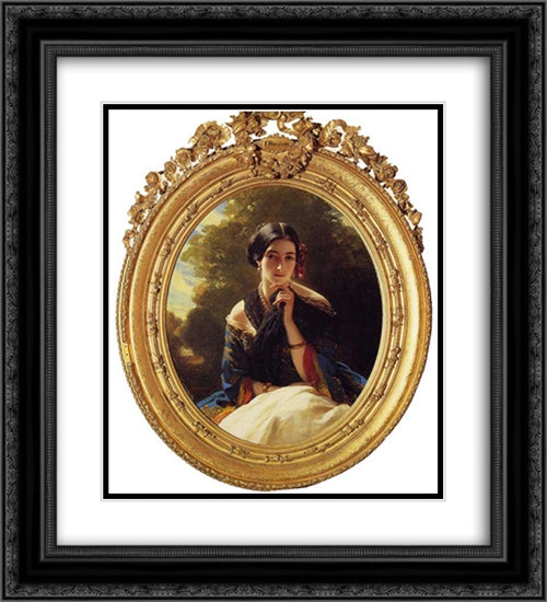Princess Leonilla of Sayn Wittgenstein'Sayn 20x22 Black Ornate Wood Framed Art Print Poster with Double Matting by Winterhalter, Franz Xaver