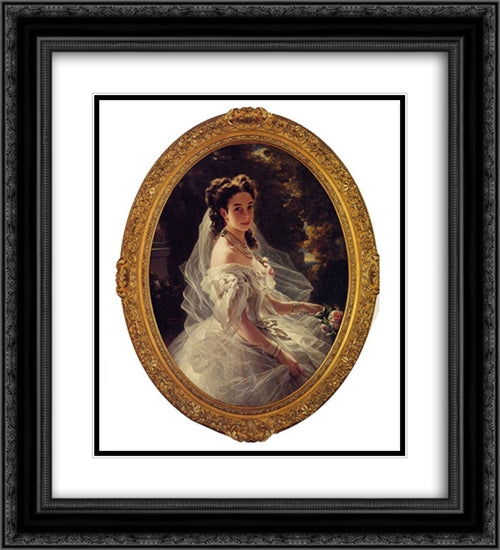 Pauline Sandor, Princess Metternich 20x22 Black Ornate Wood Framed Art Print Poster with Double Matting by Winterhalter, Franz Xaver