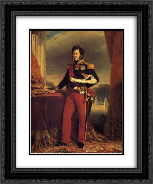 King Louis Philippe 20x24 Black Ornate Wood Framed Art Print Poster with Double Matting by Winterhalter, Franz Xaver