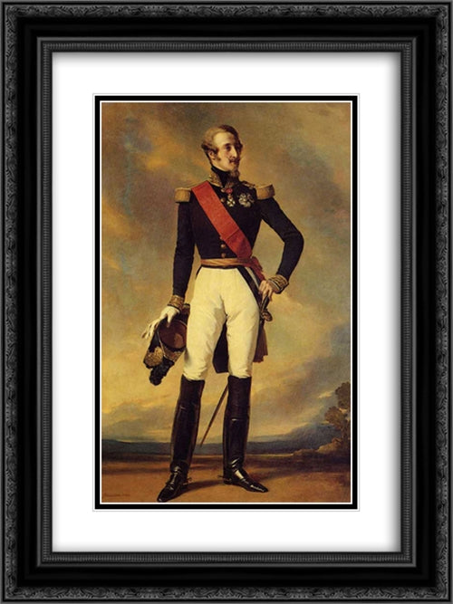 Louis Charles Philippe Raphael D'Orleans, Duc de Nemours 18x24 Black Ornate Wood Framed Art Print Poster with Double Matting by Winterhalter, Franz Xaver