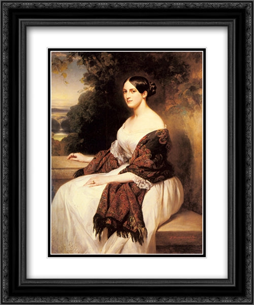 Portrait of Madame Ackerman, the wife of the Chief Finance Minister of King Louis Philippe 20x24 Black Ornate Wood Framed Art Print Poster with Double Matting by Winterhalter, Franz Xaver