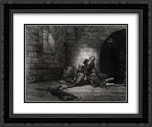 The Inferno, Canto 33, lines 67'68: Hast no help For me, my father! 24x20 Black Ornate Wood Framed Art Print Poster with Double Matting by Dore, Gustave