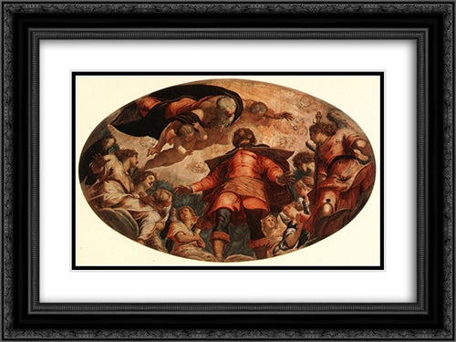 Glorification of St Roch 24x18 Black Ornate Wood Framed Art Print Poster with Double Matting by Tintoretto
