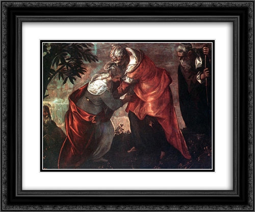 The Visitation 24x20 Black Ornate Wood Framed Art Print Poster with Double Matting by Tintoretto