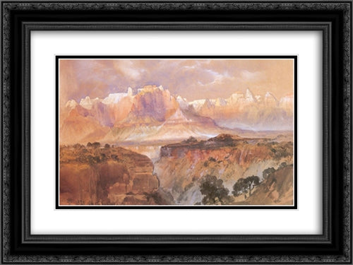 Cliffs of the Rio Virgin, South Utah 24x18 Black Ornate Wood Framed Art Print Poster with Double Matting by Moran, Thomas