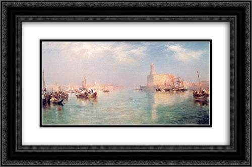 Vera Cruz Harbor, Mexico 24x16 Black Ornate Wood Framed Art Print Poster with Double Matting by Moran, Thomas