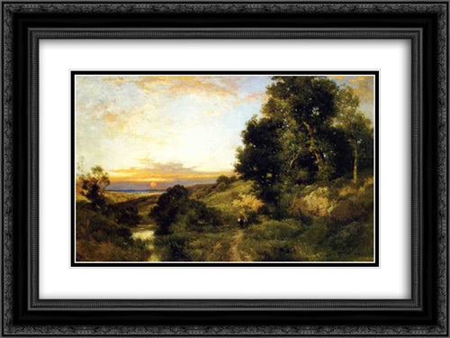 A Late Afternoon in Summer 24x18 Black Ornate Wood Framed Art Print Poster with Double Matting by Moran, Thomas