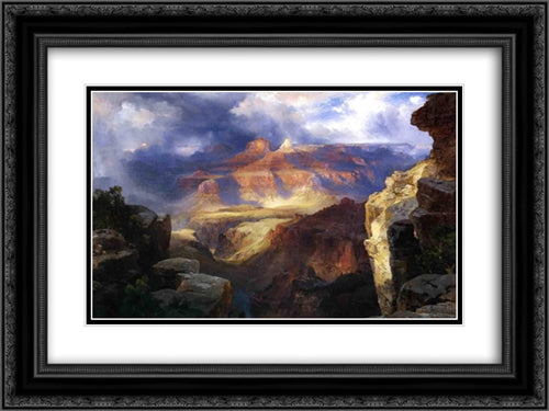 A Miracle of Nature 24x18 Black Ornate Wood Framed Art Print Poster with Double Matting by Moran, Thomas