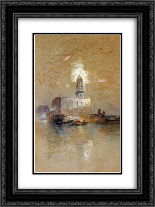 Castle of San Juan D'Ulloa, Vera Cruz, Mexico 18x24 Black Ornate Wood Framed Art Print Poster with Double Matting by Moran, Thomas