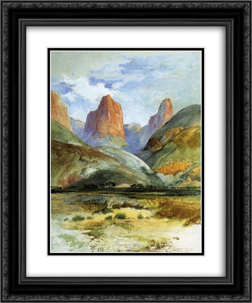 Colburn's Butte, South Utah 20x24 Black Ornate Wood Framed Art Print Poster with Double Matting by Moran, Thomas