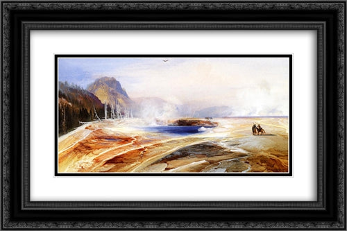 Big Springs in Yellowstone Park 24x16 Black Ornate Wood Framed Art Print Poster with Double Matting by Moran, Thomas