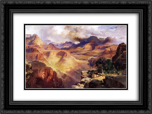 Grand Canyon 24x18 Black Ornate Wood Framed Art Print Poster with Double Matting by Moran, Thomas