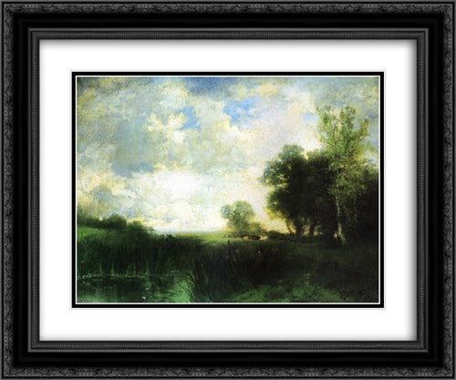 Lowery Day 24x20 Black Ornate Wood Framed Art Print Poster with Double Matting by Moran, Thomas