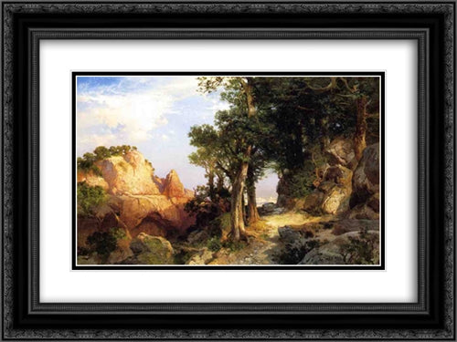 On the Berry Trail ' Grand Canyon of Arizona 24x18 Black Ornate Wood Framed Art Print Poster with Double Matting by Moran, Thomas